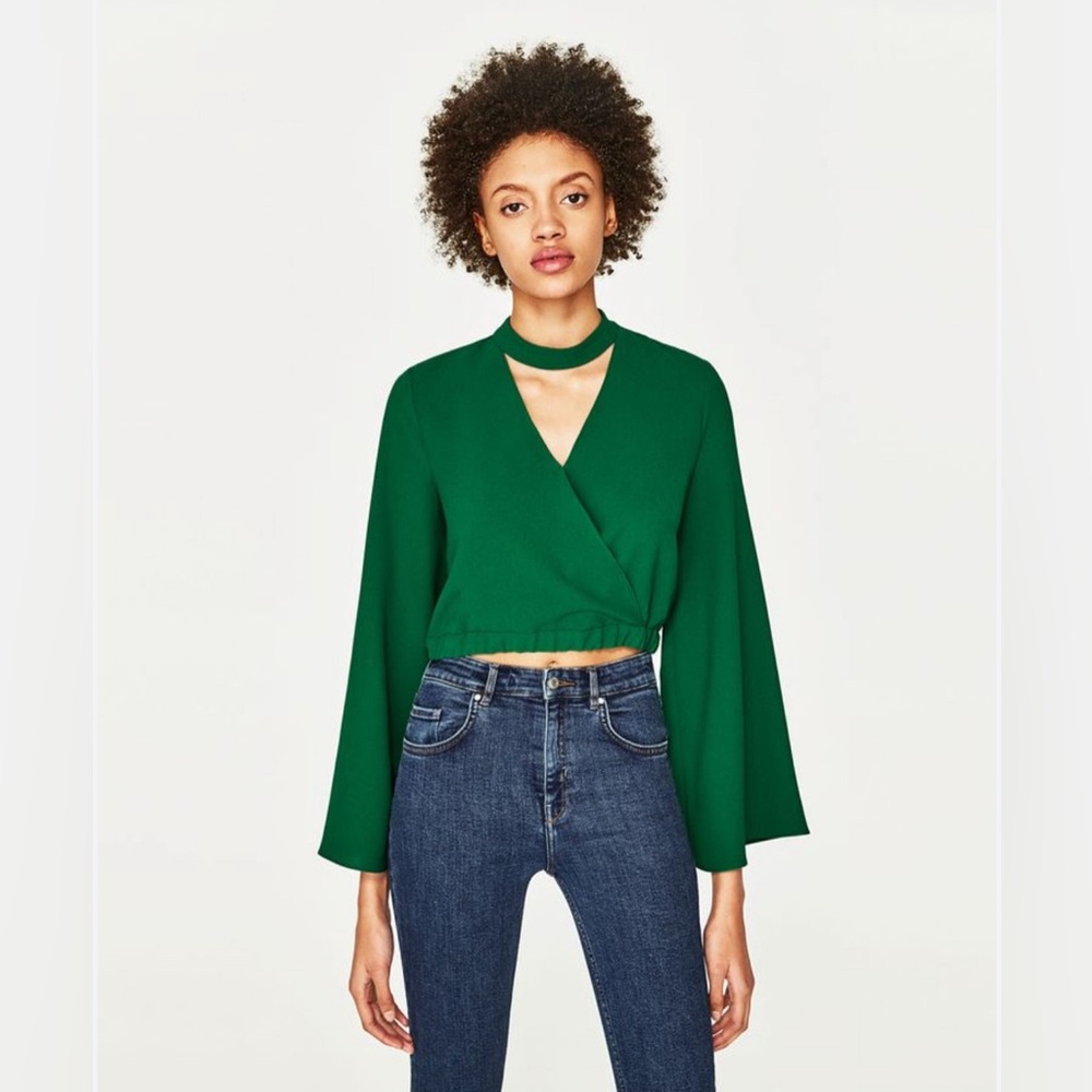 Zara long sleeve crop top